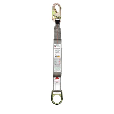 Super Anchor Safety ANSI Z359.13 Energy Absorber A-End Snaphook B-End D-ring. 24" Service Length. 6182